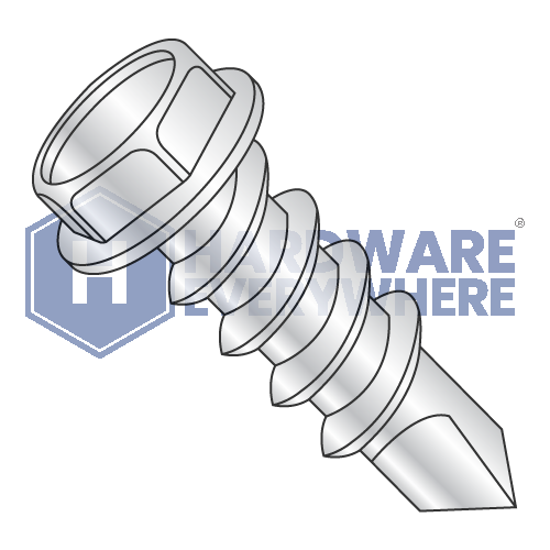 #14 x 7/8 SELF DRILLING SCREWS / Unslotted / Hex Washer Head / Steel / Zinc