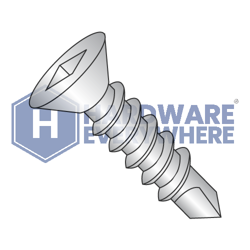 #8 x 1 SELF DRILLING SCREWS / Square / Flat Head / 410 Stainless / Plain