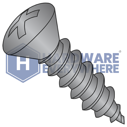 #10 x 1 1/4 SHEET METAL SCREWS / Phillips / Oval Head / Steel / Black Oxide