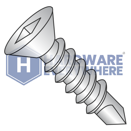 #8 x 5/8 SELF DRILLING SCREWS / Square / Flat Head / 18-8 Stainless / Plain