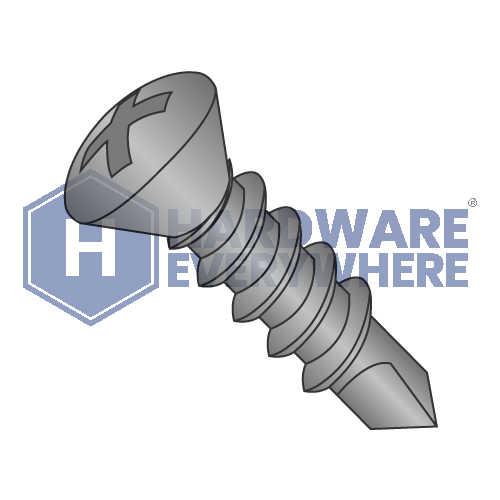 #8 x 1 1/4 SELF DRILLING SCREWS / Phillips / Oval Head / Steel / Black Oxide