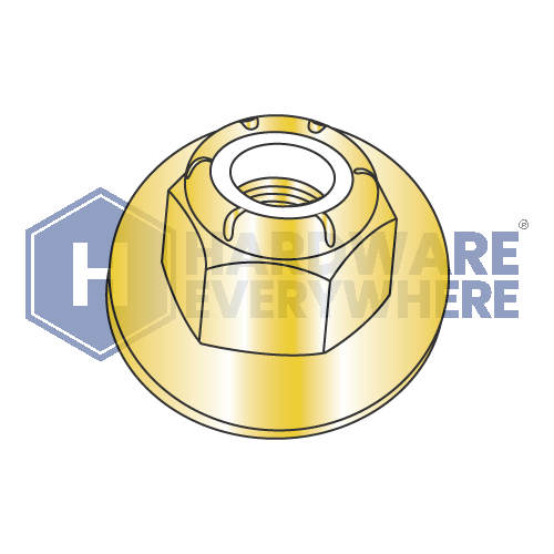 1/4-20 FLANGE NYLON INSERT LOCK NUTS / Grade 8 / Yellow Zinc