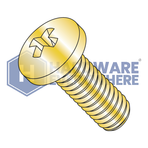10-24 x 3/8 MACHINE SCREWS / Phillips / Pan Head / Steel / Yellow Zinc