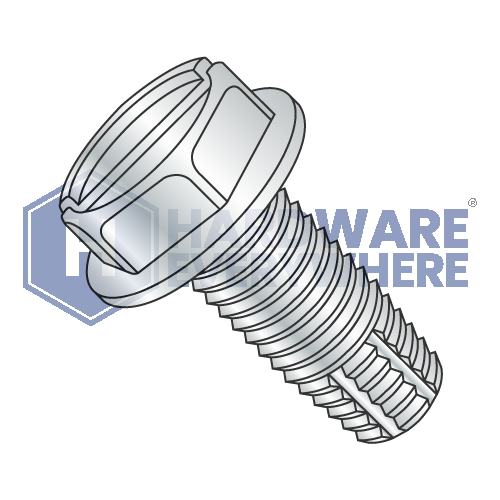 10-24 X 3/8 Thread Cutting Screws / Slotted / Hex Washer Head / Steel / Zinc / Type F