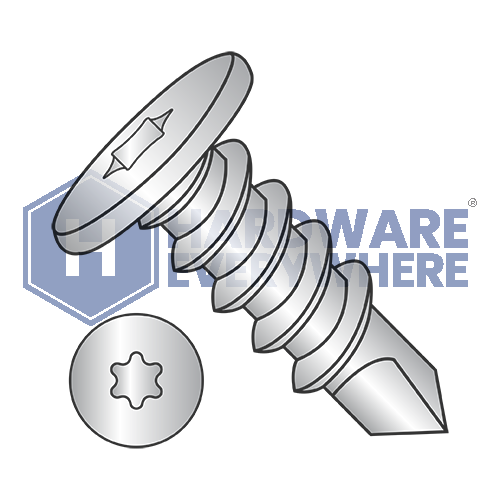 #10 x 3/4 SELF DRILLING SCREWS / Torx / Pancake Head / 18-8 Stainless / Plain