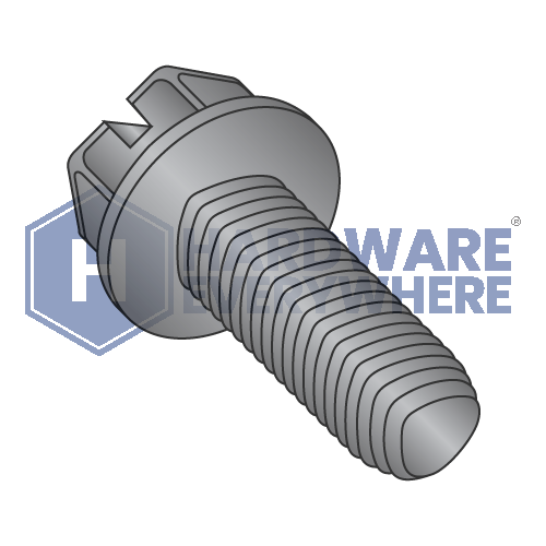 1/4-20 x 1/2 THREAD FORMING SCREWS / Slotted / Hex Washer Head / Steel / Black Oxide