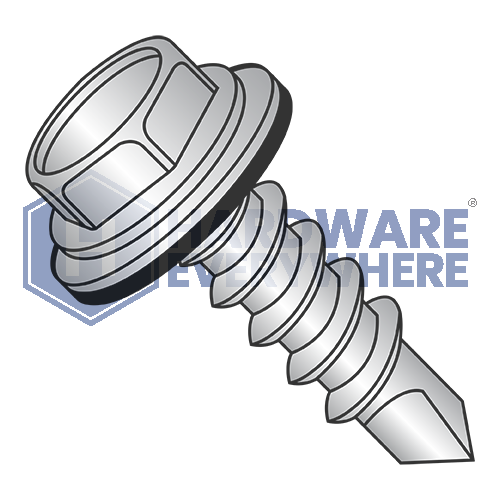 #10 x 3/4 SELF DRILLING SCREWS / Unslotted / Hex Washer Head / Steel / Coated 1000 Hour