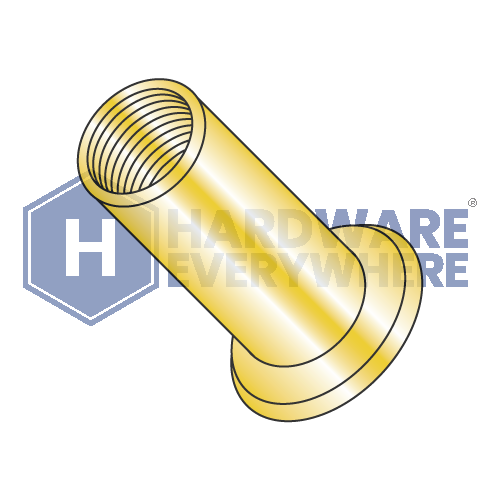 10-32 Large Flange/Non-Ribbed Rivet Nuts / Steel / Yellow Zinc