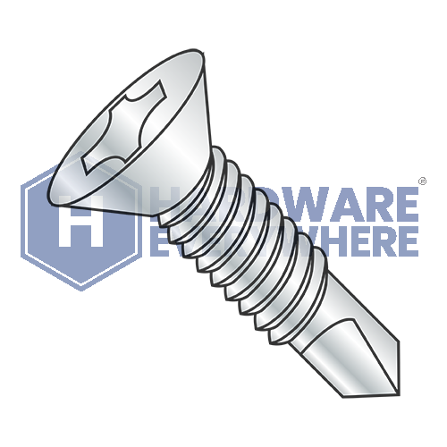 #12 x 2 1/4 SELF DRILLING SCREWS / Phillips / Flat Head / Steel / Zinc