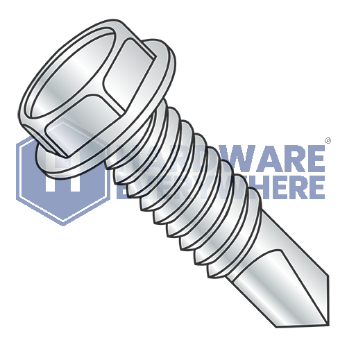 #12 x 1 1/4 SELF DRILLING SCREWS / Unslotted / Hex Washer Head / Steel / Zinc
