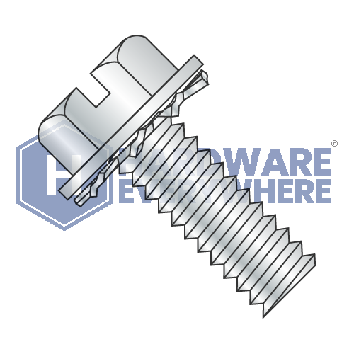 1/4-20 x 1/2 SEMS SCREWS / Slotted / Hex Washer Head / Steel / Zinc