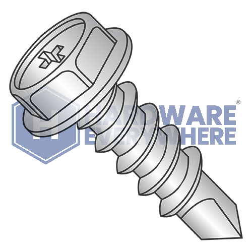 #10 x 1/2 SELF DRILLING SCREWS / Phillips / Hex Washer Head / Steel / Coated 1000 Hour