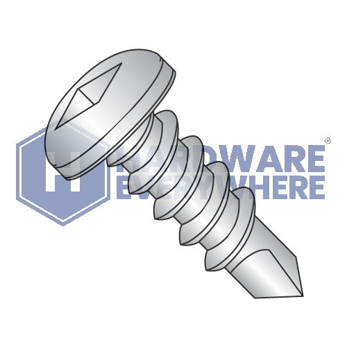 #12 x 1 SELF DRILLING SCREWS / Square / Pan Head / 18-8 Stainless / Plain