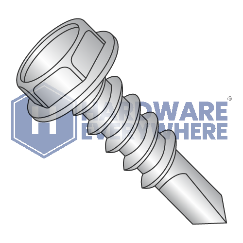 #12 x 1 SELF DRILLING SCREWS / Unslotted / Hex Washer Head / 410 Stainless / Plain