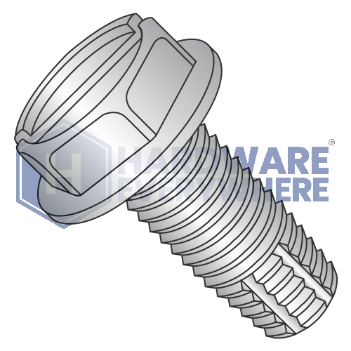 8-32 X 1 Thread Cutting Screws / Slotted / Hex Washer Head / 410 Stainless / Plain / Type F