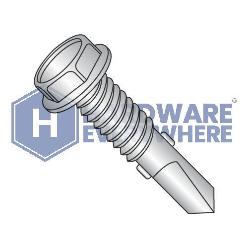 #12 x 7/8 SELF DRILLING SCREWS / Unslotted / Hex Washer Head / 410 Stainless / Plain