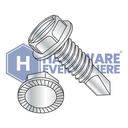 #8 x 1/2 SELF DRILLING SCREWS / Slotted / Hex Washer Head / Steel / Zinc