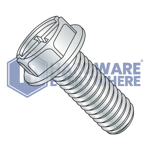 10-32 x 1 MACHINE SCREWS / Combo / Hex Washer Head / Steel / Zinc
