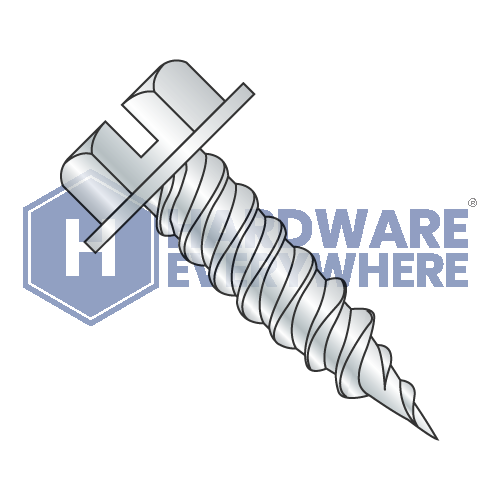 10-12 x 1 SELF PIERCING SCREWS / Slotted / Hex Washer Head / Steel / Zinc