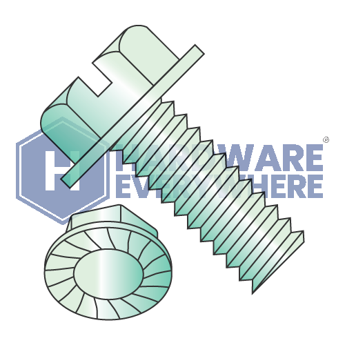 1/4-20 x 3/4 MACHINE SCREWS / Slotted / Hex Washer Head / Steel / Green Zinc