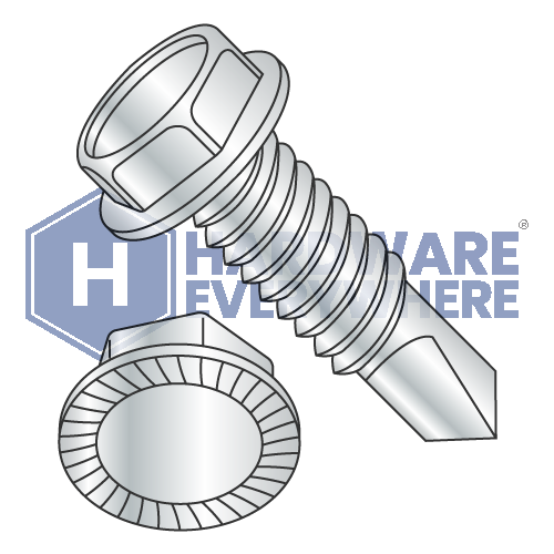 5/16 x 2 SELF DRILLING SCREWS / Unslotted / Hex Washer Head / Steel / Zinc