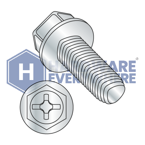 10-32 X 1/2 Thread Forming Screws / Phillips / Hex Washer Head / Steel / Zinc / Taptite Alternate