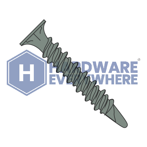 #8 x 1 1/4 SELF DRILLING SCREWS / Phillips / Wafer Head / Steel / Green Ceramic