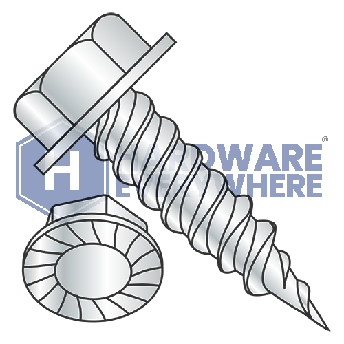 10-16 x 1/2 SELF PIERCING SCREWS / Unslotted / Hex Washer Head / Steel / Zinc