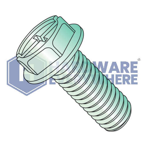 8-32 x 3/8 MACHINE SCREWS / Combo / Hex Washer Head / Steel / Green Zinc