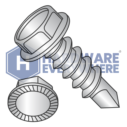 #14 x 1 1/4 SELF DRILLING SCREWS / Unslotted / Hex Washer Head / 18-8 Stainless / Plain