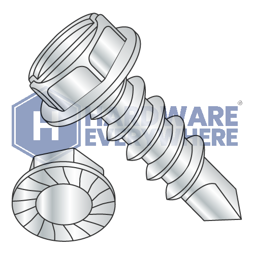 5/16 x 1 SELF DRILLING SCREWS / Slotted / Hex Washer Head / Steel / Zinc