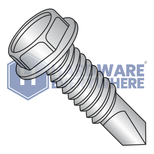 #12 x 3/4 SELF DRILLING SCREWS / Unslotted / Hex Washer Head / 18-8 Stainless / Plain