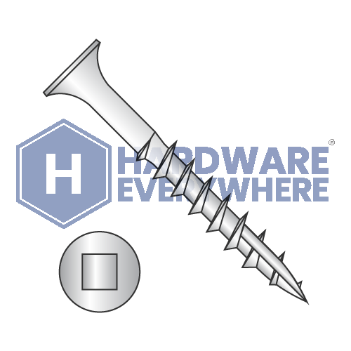 12 X 2 1/2 Deck Screws / Square / Bugle Head / 18-8 Stainless / Plain / Type 17