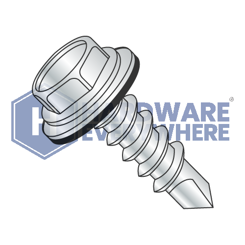 5/16 x 1 1/4 SELF DRILLING SCREWS / Unslotted / Hex Washer Head / Steel / Zinc
