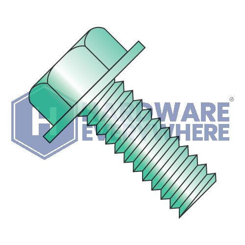8-32 x 3/8 MACHINE SCREWS / Unslotted / Hex Washer Head / Steel / Green Zinc