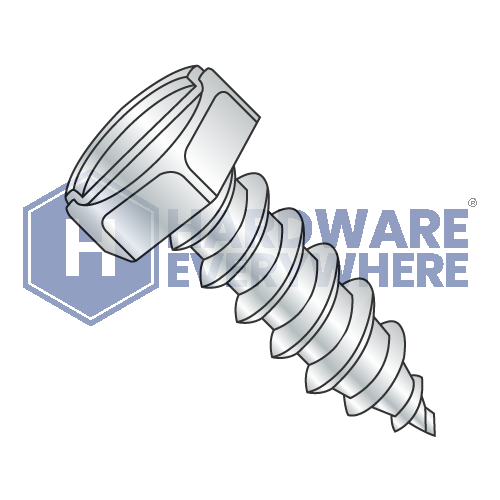 #10 x 1/2 SHEET METAL SCREWS / Slotted / Hex Head / Steel / Zinc