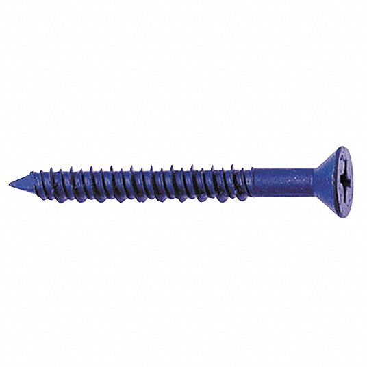 3/16 x 3-1/4" Aerosmith Blue-Coated Concrete Screws / Phillips Flat / Steel / 1000 Hour Coating