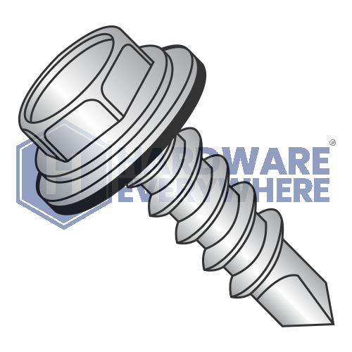 #12 x 1 1/2 SELF DRILLING SCREWS / Unslotted / Hex Washer Head / 410 Stainless / Plain