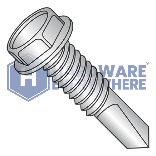 #14 x 1 1/2 SELF DRILLING SCREWS / Unslotted / Hex Washer Head / Steel / Coated 1000 Hour