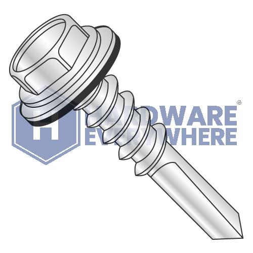 #12 x 1 1/4 SELF DRILLING SCREWS / Unslotted / Hex Washer Head / Steel / Zinc