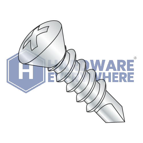 #8 x 2 1/4 SELF DRILLING SCREWS / Phillips / Oval Head / Steel / Zinc