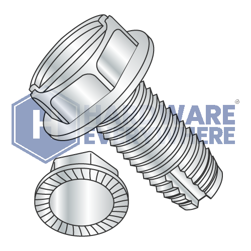 1/4-20 X 1/2 Thread Cutting Screws / Slotted / Hex Washer Head / Steel / Zinc / Type 1