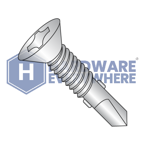 #12 x 2 1/2 SELF DRILLING SCREWS / Phillips / Flat Head / 410 Stainless / Plain