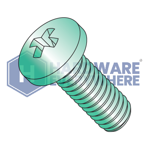 8-32 x 1/4 MACHINE SCREWS / Phillips / Pan Head / Steel / Green Zinc