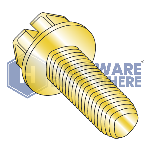 12-24 X 1/2 Thread Forming Screws / Slotted / Hex Washer Head / Steel / Yellow Zinc / Taptite Alternate