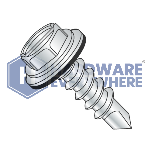 #10 x 3/4 SELF DRILLING SCREWS / Slotted / Hex Washer Head / Steel / Zinc