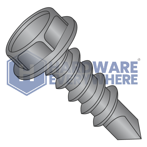 #10 x 3/4 SELF DRILLING SCREWS / Unslotted / Hex Washer Head / 410 Stainless / Black Oxide