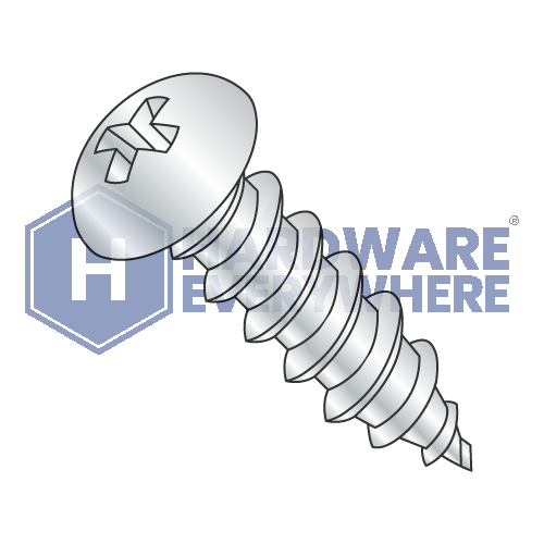 #12 x 1 SHEET METAL SCREWS / Phillips / Round Head / Steel / Zinc