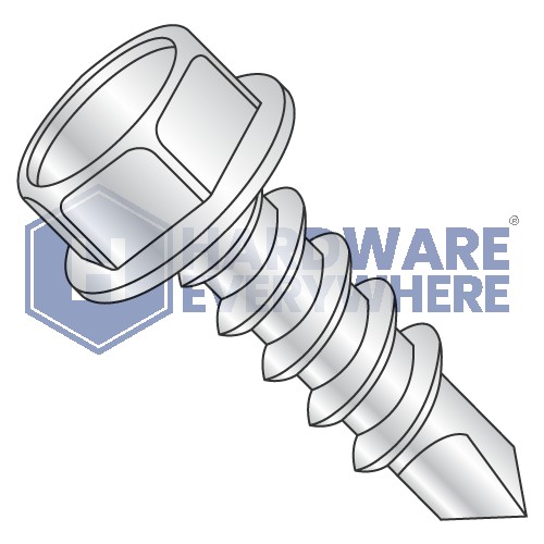 #10 x 3/4 SELF DRILLING SCREWS / Unslotted / Hex Washer Head / Steel / Zinc