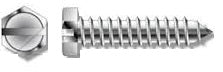 #8 x 1 SHEET METAL SCREWS / Slotted / Hex Head No Washer / Steel / Zinc